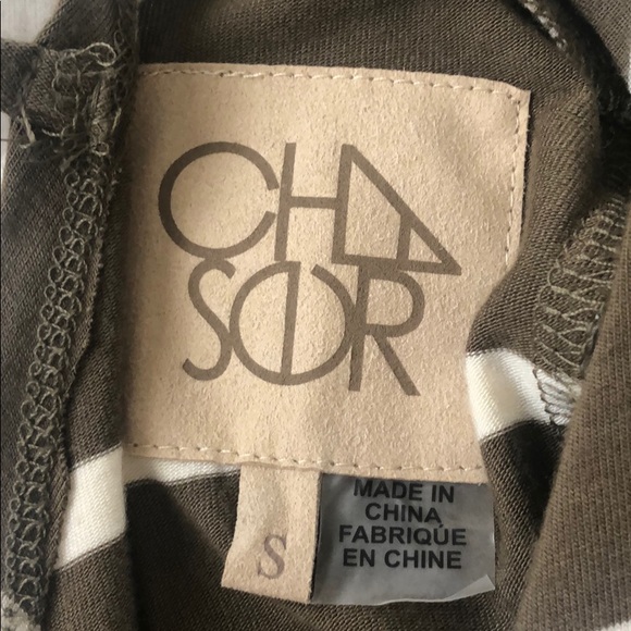 Olive Green Striped Deep V Shirt - Picture 3 of 3